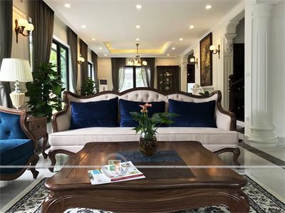 Thi công nội thất biệt thự Ecopark sang trọng với gỗ óc chó