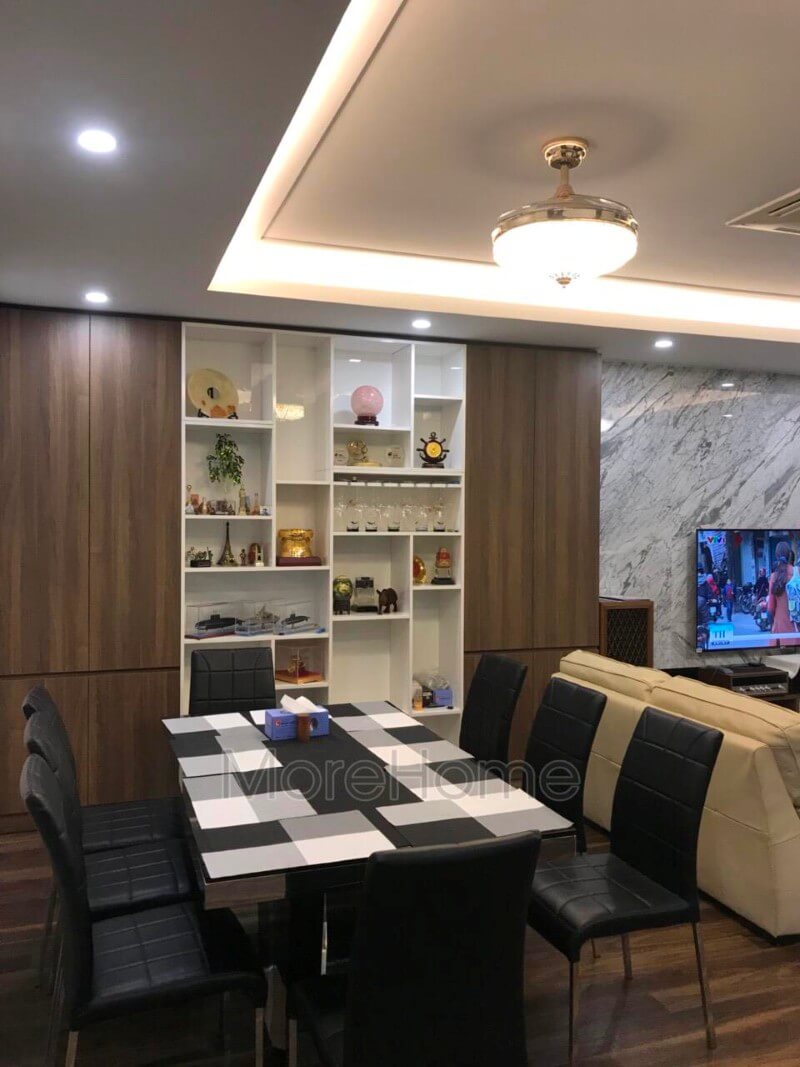 Sản phẩm công trình thi công hoàn thiện khu vực bàn ăn hiện đại tại chung cư Thăng Long Number One do Morehome thực hiện Thi công nội thất chung cư tại Hà Nội