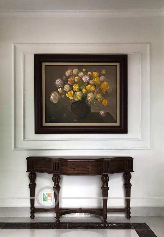 Thi công lắp đặt đồ gỗ óc chó - kệ decor kệ trang trí gỗ óc chó tự nhiên sang trọng tại biệt thự Ecopark Hưng Yên Công ty thi công nội thất uy tín tại hà nội