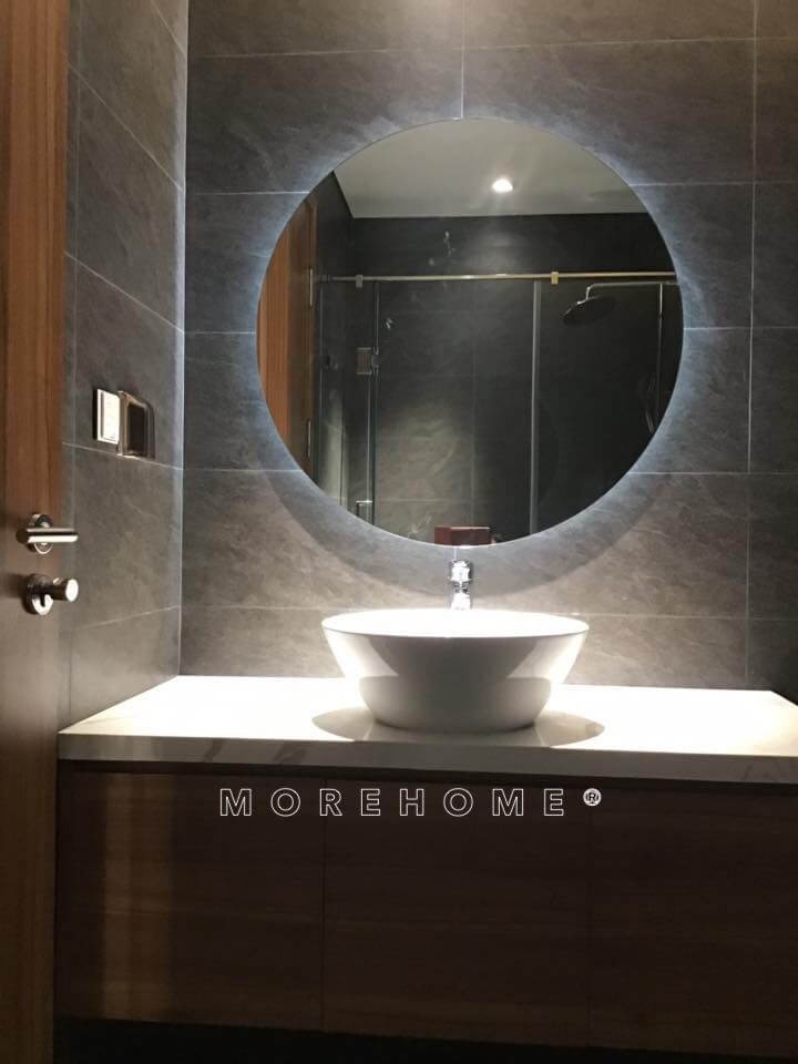 Thi công hoàn thiện tủ gỗ lavabo trong phòng tắm phòng vệ sinh tại căn hộ Penthouse Skylake Phạm Hùng Công ty thi công nội thất uy tín tại hà nội