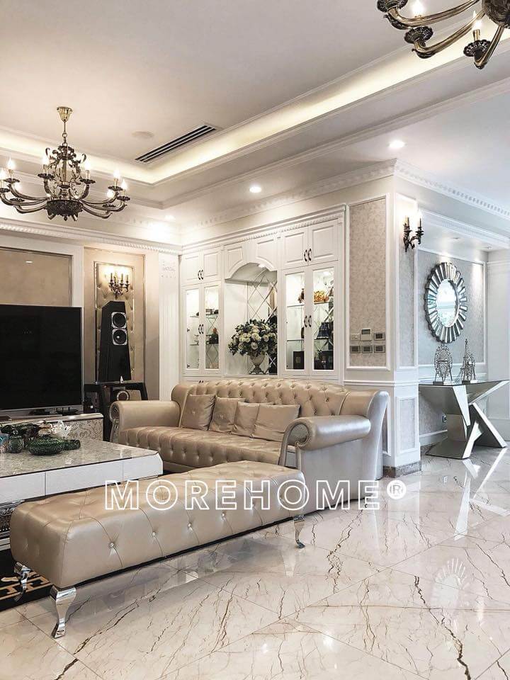Thi công nội thất phòng khách cao cấp, sang trọng tại biệt thự Ciputra Hà Nội thi công nội thất