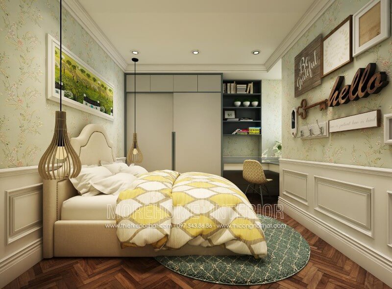 Giường ngủ chung cư tân cổ điển Giường ngủ chung cư tân cổ điển