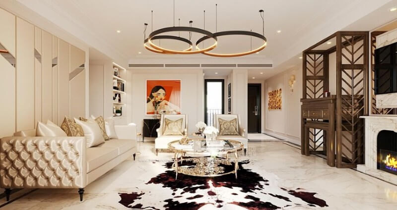 Nội thất phòng khách chung cư tân cổ điển