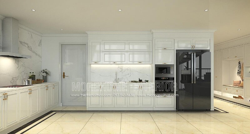 Mẫu thiết kế tủ bếp chung cư Penthouse Tây Hồ ấn tượng Tủ bếp hiện đại đẹp