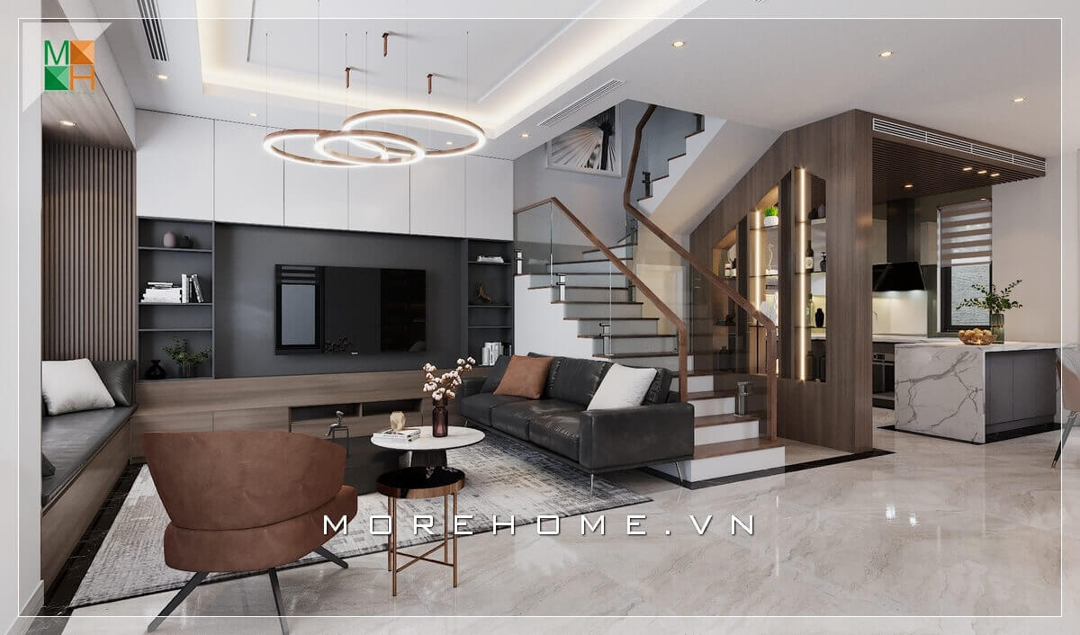 Thiết kế nội thất phòng khách đẹp theo phong cách hiện đại, cao cấp.