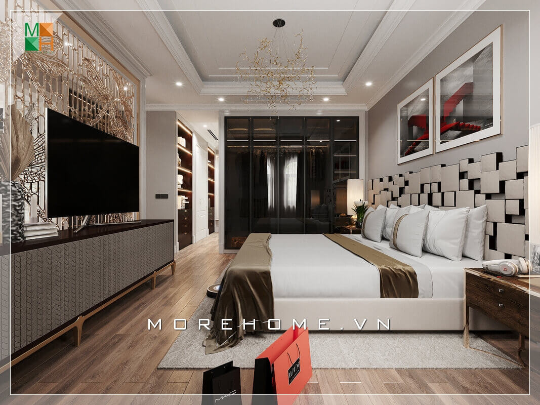 Tủ quần áo thiết kế âm tường cánh kính màu đen đẹp mắt và sang trọng.