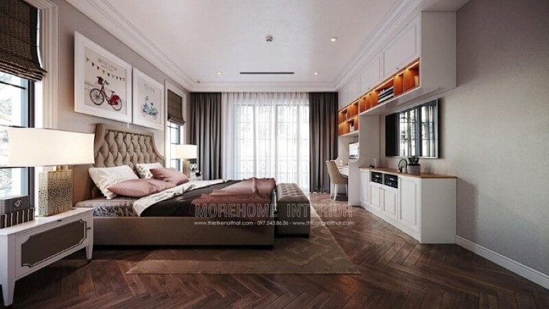 Giường ngủ bọc nệm phong cách đương đại đẹp, sang trọng cho phòng bé gái